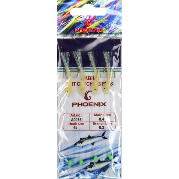 Самодур для риболовлі, Phoenix A0085, 4 гачки, розмір №6